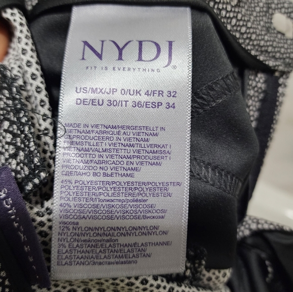 Nydj Straight Leg Trouser Print Black White 0 - Picture 9 of 11